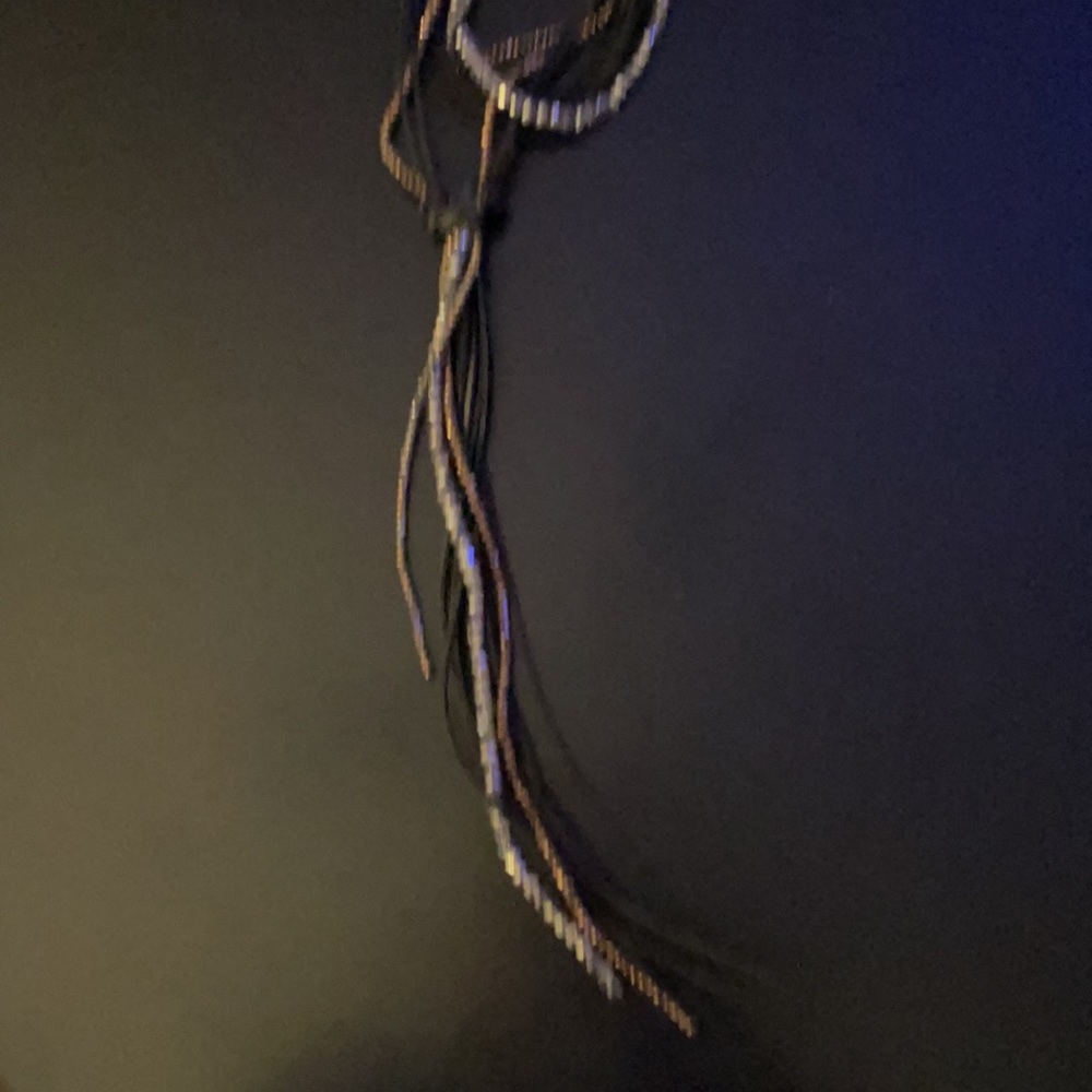 Statement Multiple Layered Leather And Stone Lari… - image 3